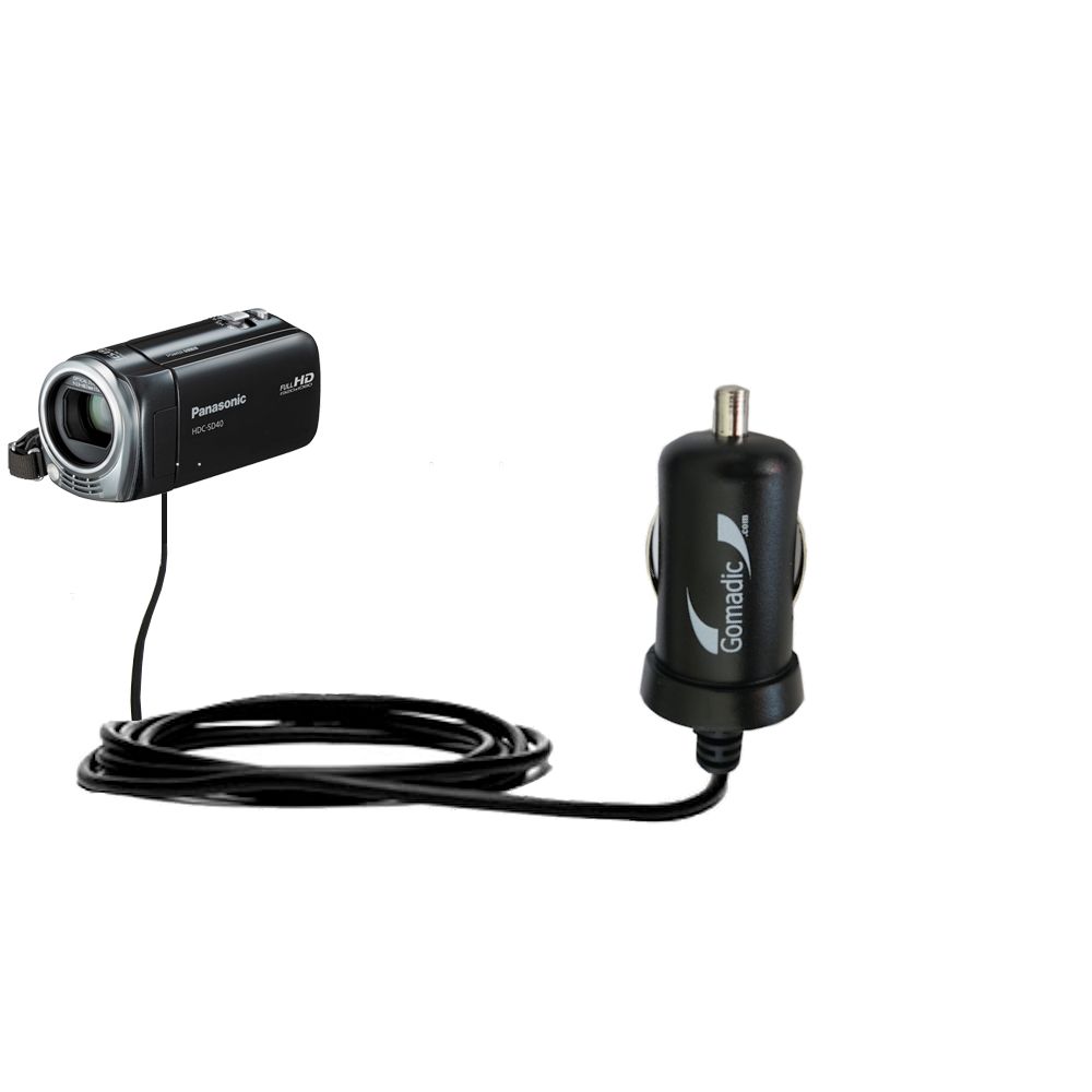 Mini Car Charger compatible with the Panasonic HDC-SD40 Camcorder