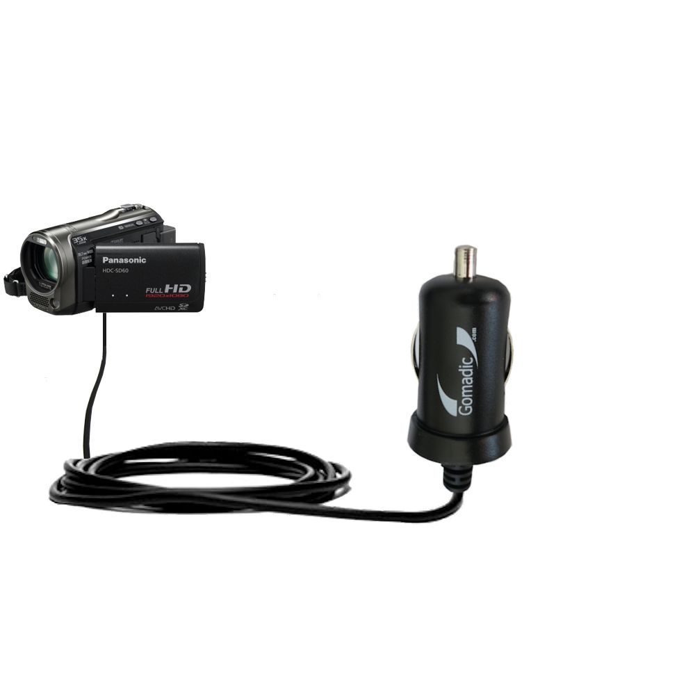 Mini Car Charger compatible with the Panasonic HDC-SD60 Video Camera