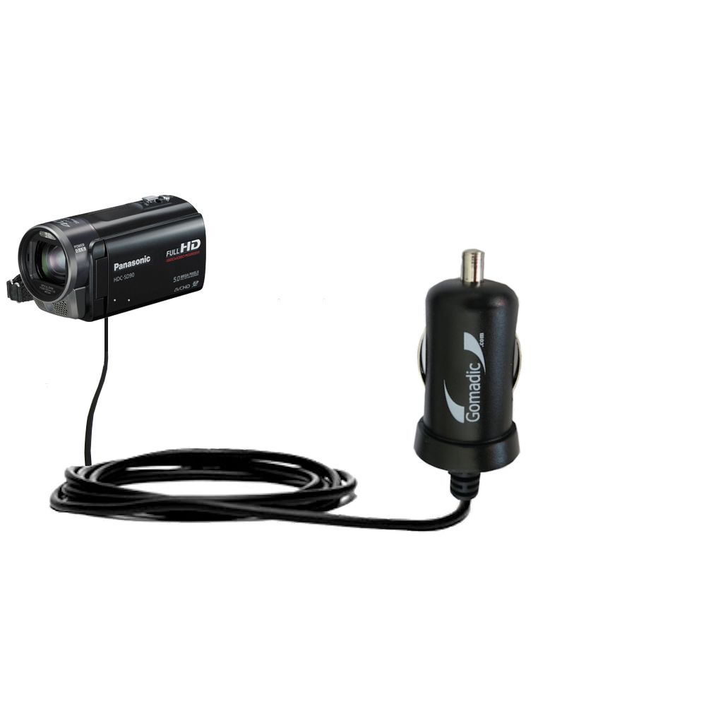 Mini Car Charger compatible with the Panasonic HDC-SD90 Camcorder