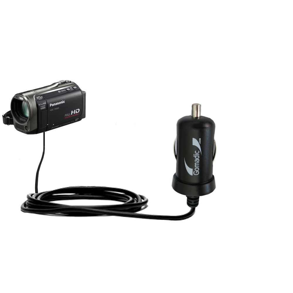 Mini Car Charger compatible with the Panasonic HDC-TM55 Video Camera