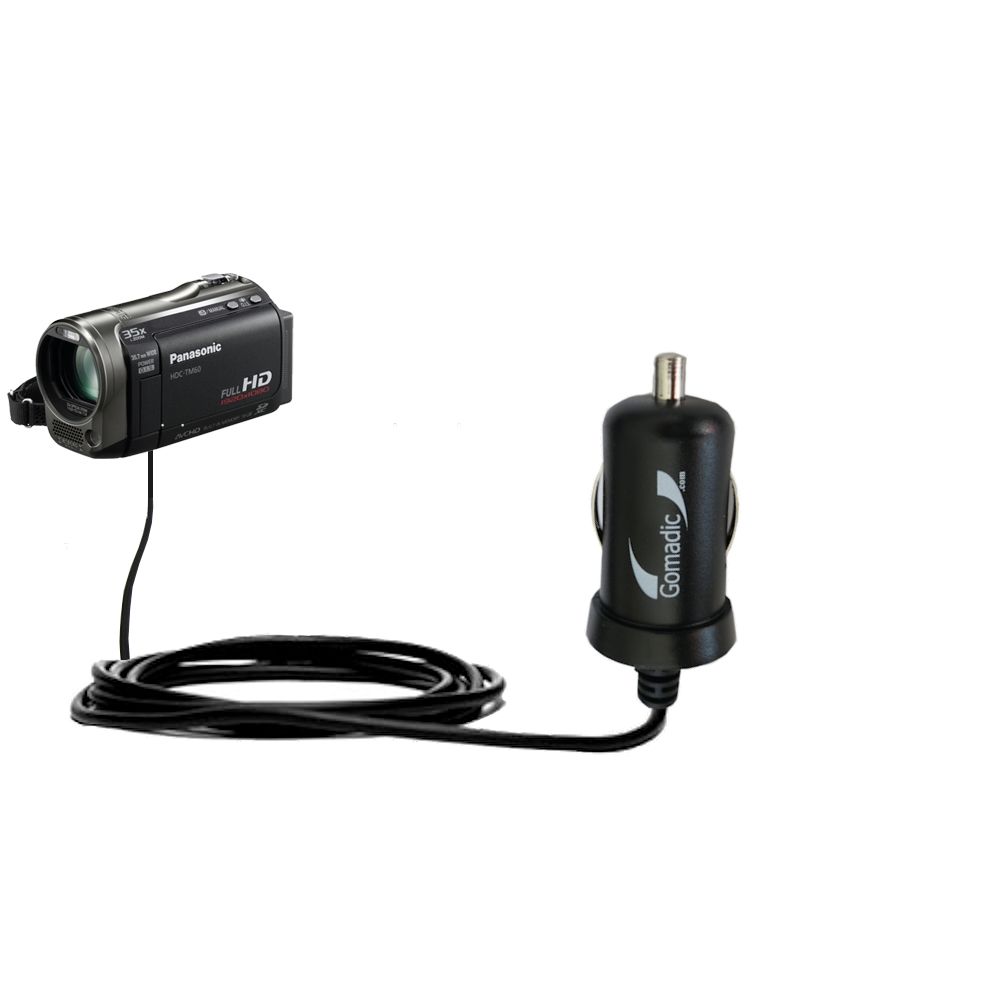Mini Car Charger compatible with the Panasonic HDC-TM60 Video Camera