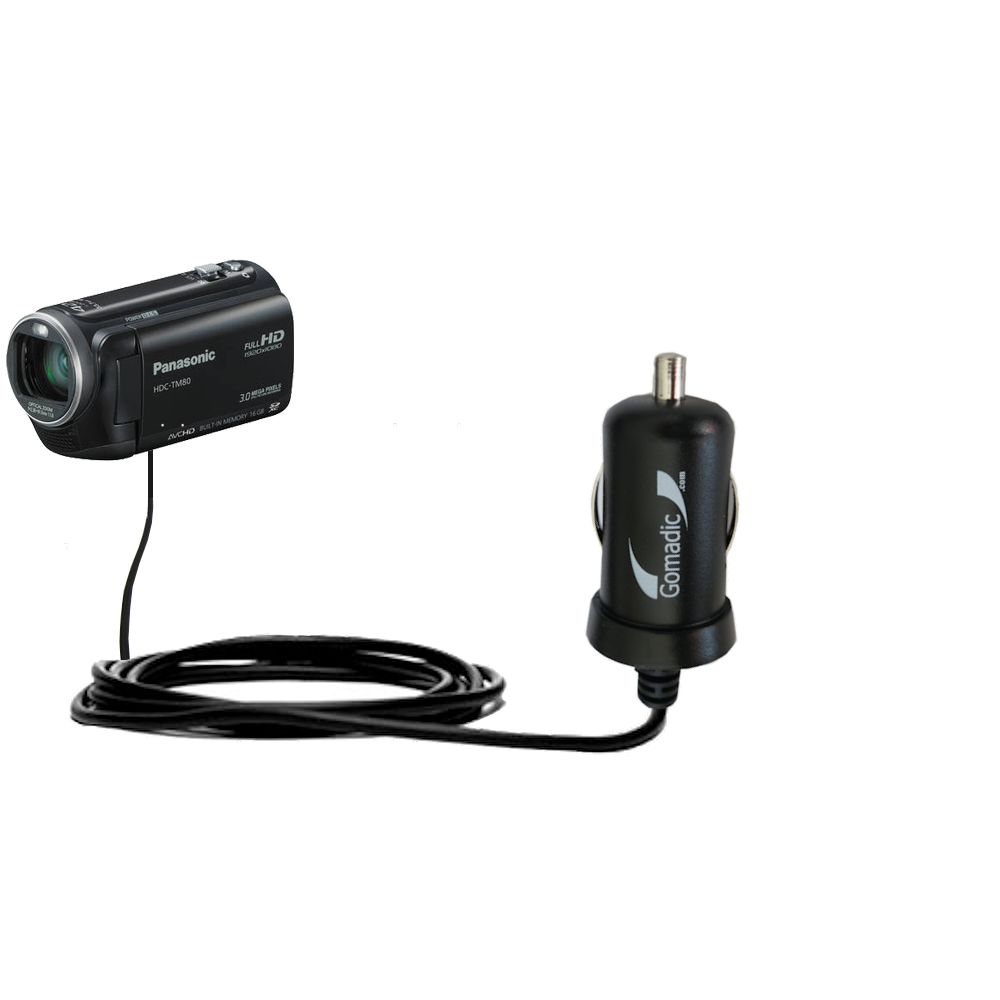 Mini Car Charger compatible with the Panasonic HDC-TM80 Camcorder