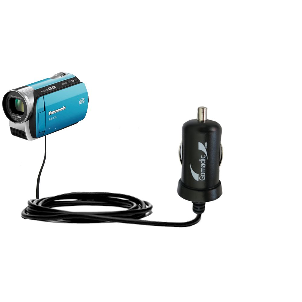 Mini Car Charger compatible with the Panasonic SDR-S26 Video Camera