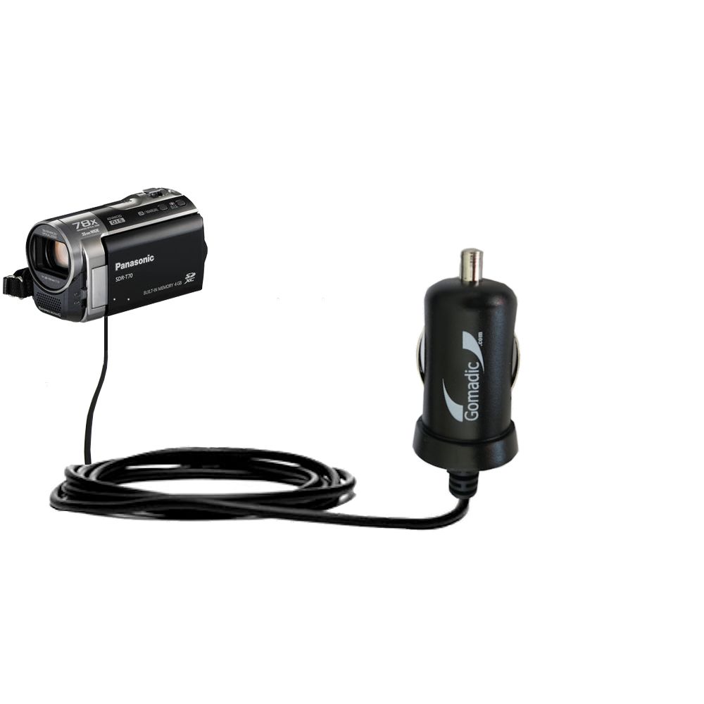 Mini Car Charger compatible with the Panasonic SDR-T70 Camcorder