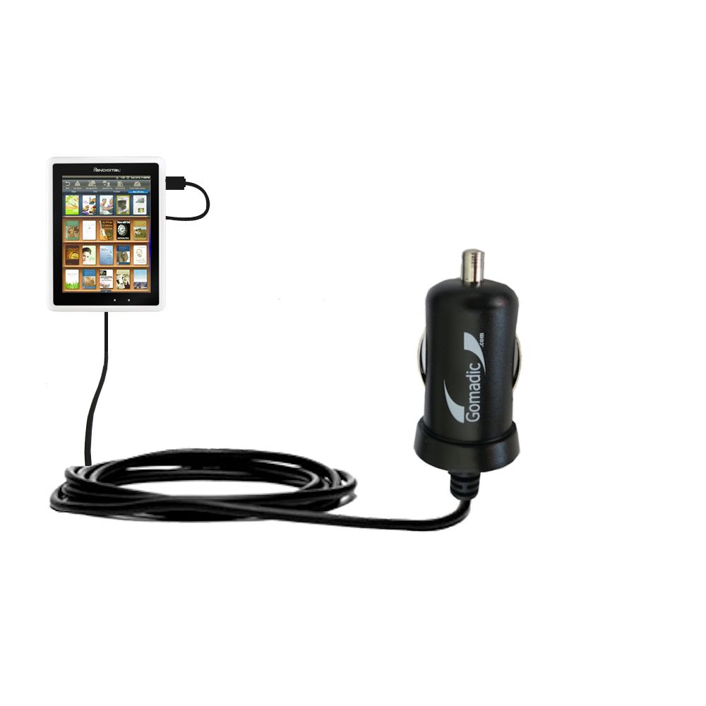 Gomadic Intelligent Compact Car / Auto DC Charger suitable for the Pandigital Novel eReader - 2A / 10W power at half the size. Uses Gomadic TipExchange Technology