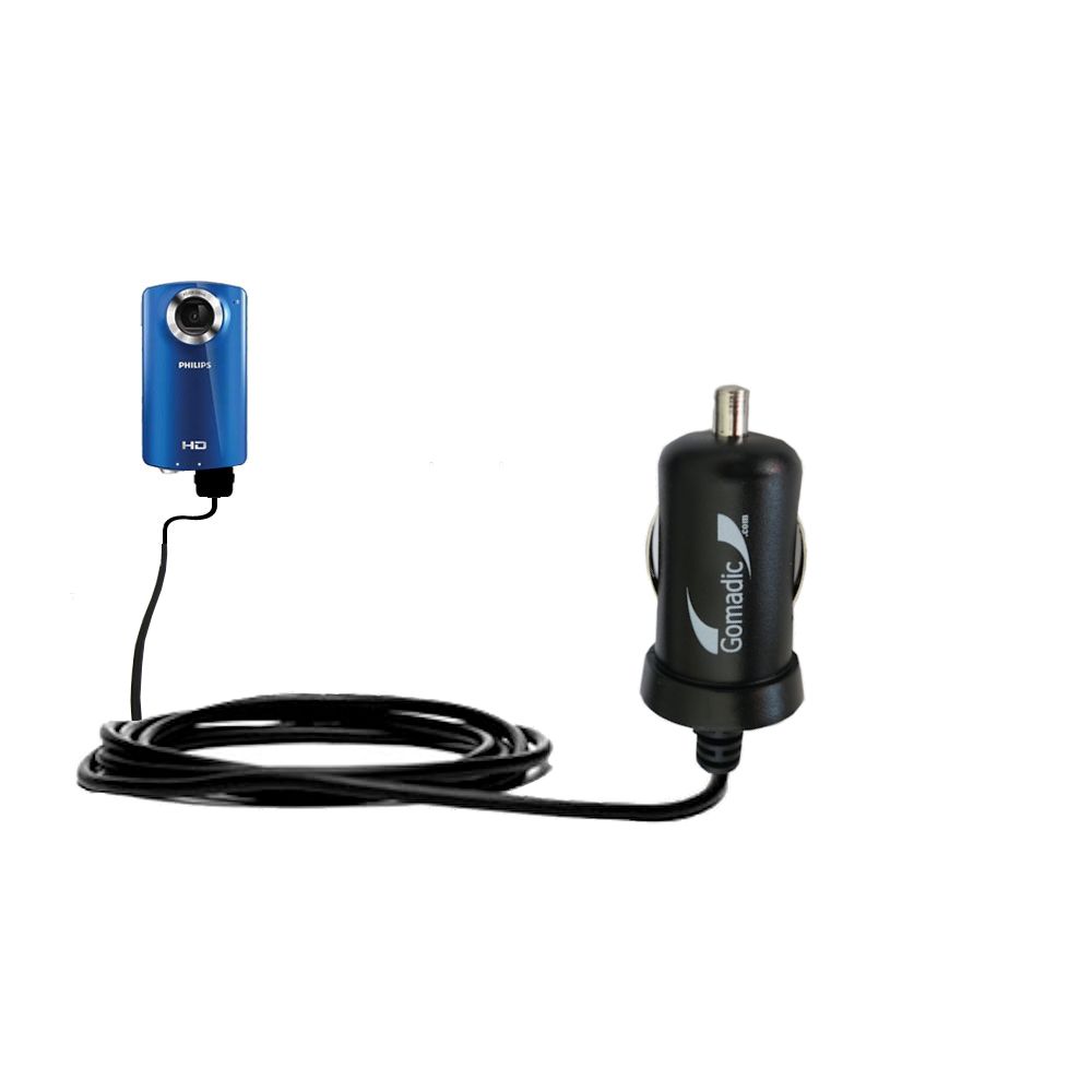 Mini Car Charger compatible with the Philips CAM100 HD Camcorder