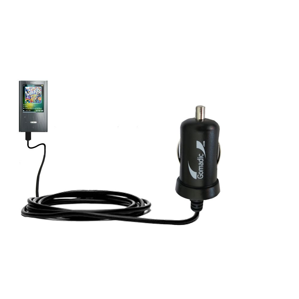 Mini Car Charger compatible with the Philips GoGear Ariaz