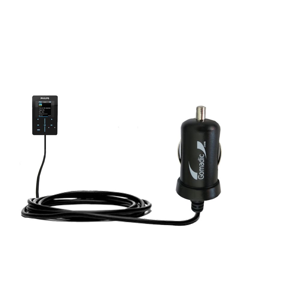 Mini Car Charger compatible with the Philips GoGear SA9200/17 Super Slim