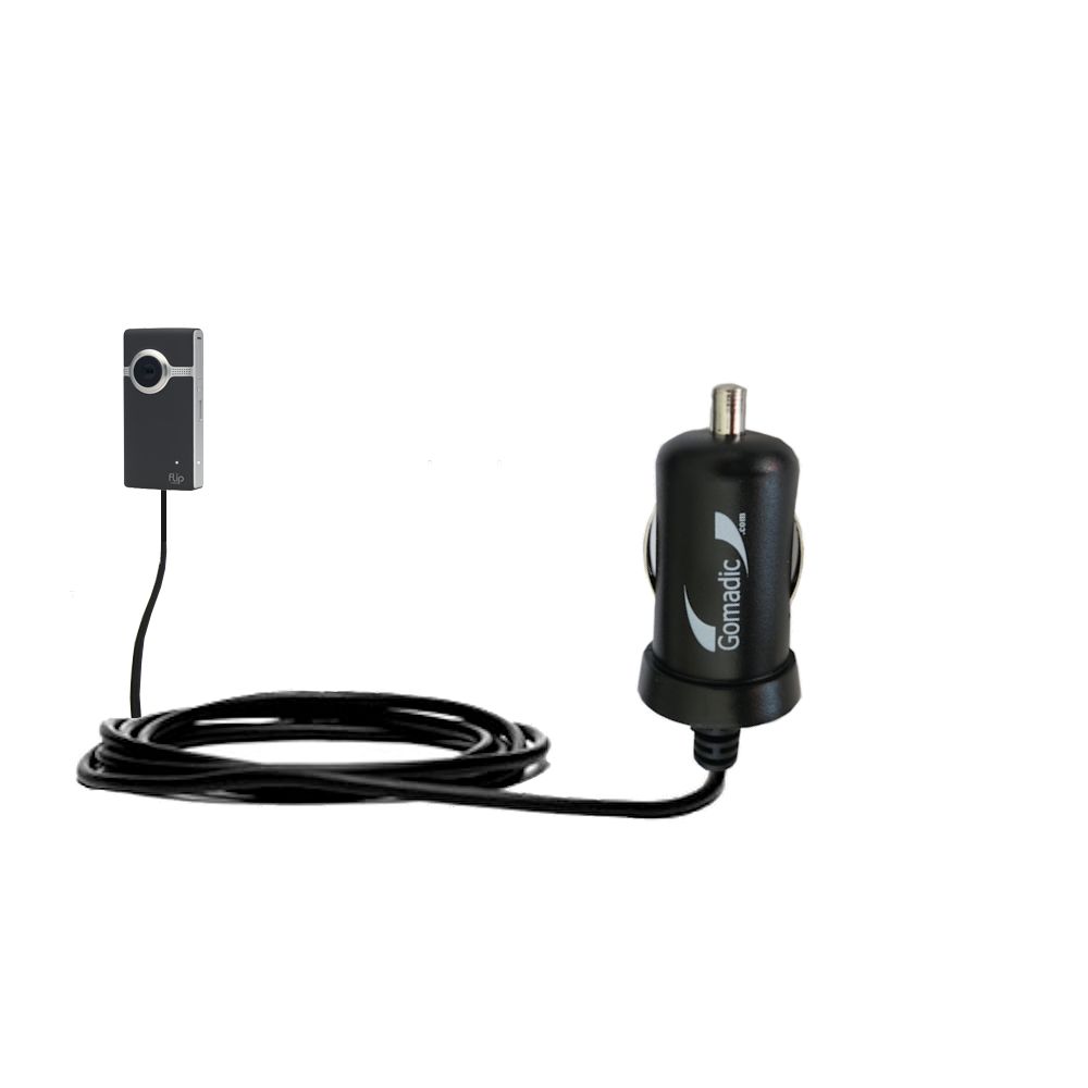 Gomadic Intelligent Compact Car / Auto DC Charger suitable for the Pure Digital Flip Video UltraHD - 2A / 10W power at half the size. Uses Gomadic TipExchange Technology