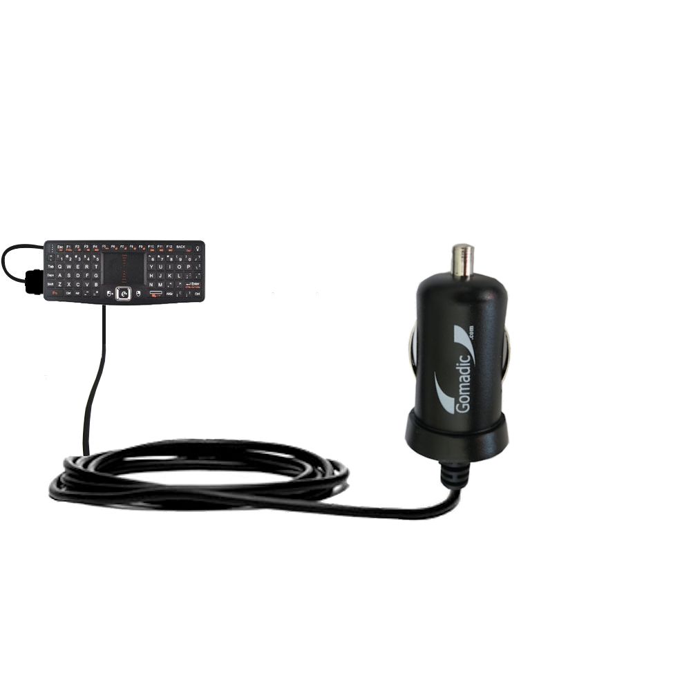 Gomadic Intelligent Compact Car / Auto DC Charger suitable for the Rii Touch N7 Mini Keyboard - 2A / 10W power at half the size. Uses Gomadic TipExchange Technology