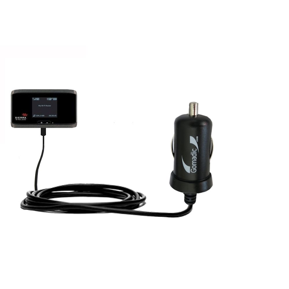 Gomadic Intelligent Compact Car / Auto DC Charger suitable for the Sierra Wireless Aircard 760S / 762S / 763S - 2A / 10W power at half the size. Uses Gomadic TipExchange Technology