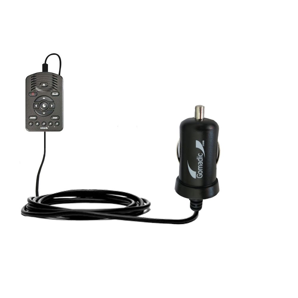 Gomadic Intelligent Compact Car / Auto DC Charger suitable for the Sirius One SV1 - 2A / 10W power at half the size. Uses Gomadic TipExchange Technology