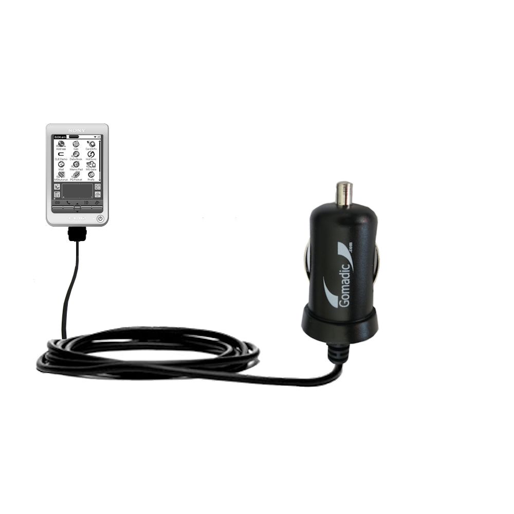 Gomadic Intelligent Compact Car / Auto DC Charger suitable for the Sony Clie T415 - 2A / 10W power at half the size. Uses Gomadic TipExchange Technology