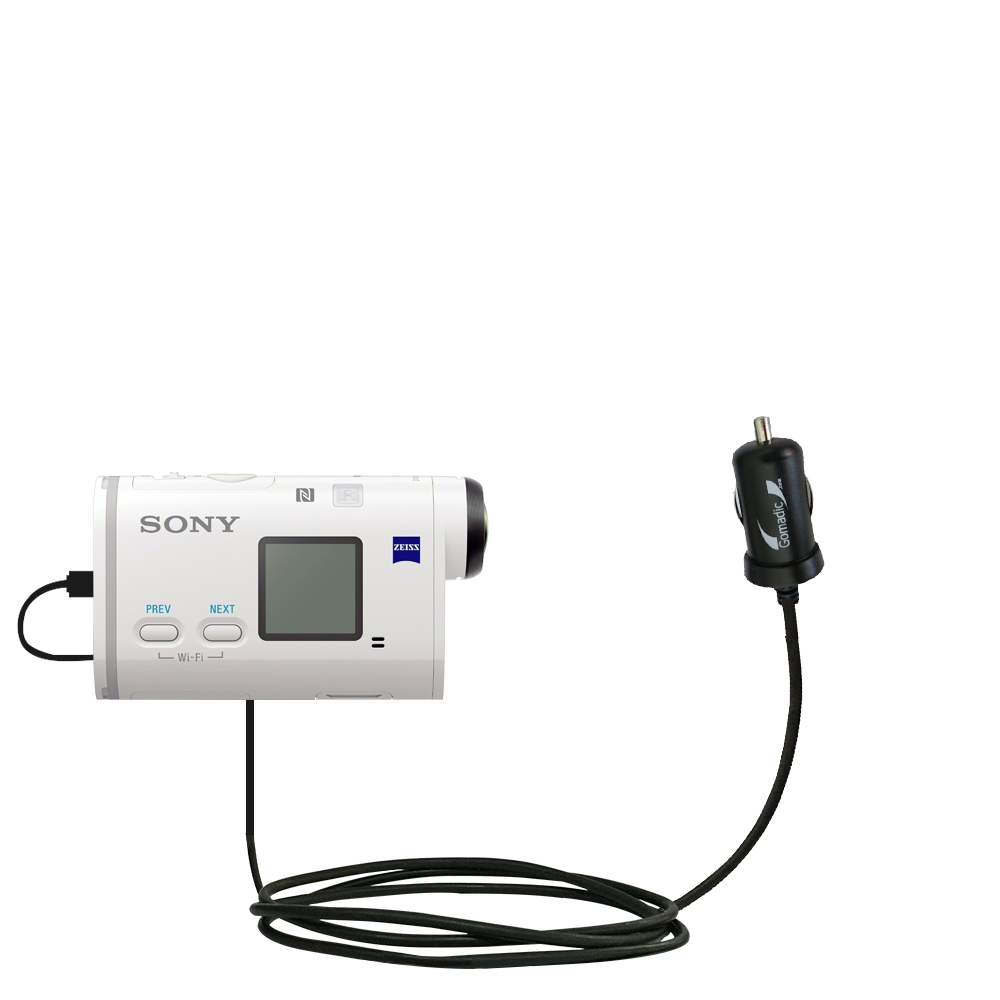 Mini Car Charger compatible with the Sony FDR-X1000V
