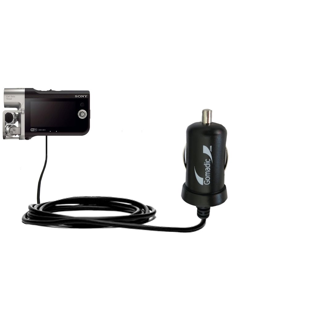Mini Car Charger compatible with the Sony HDR-MV1