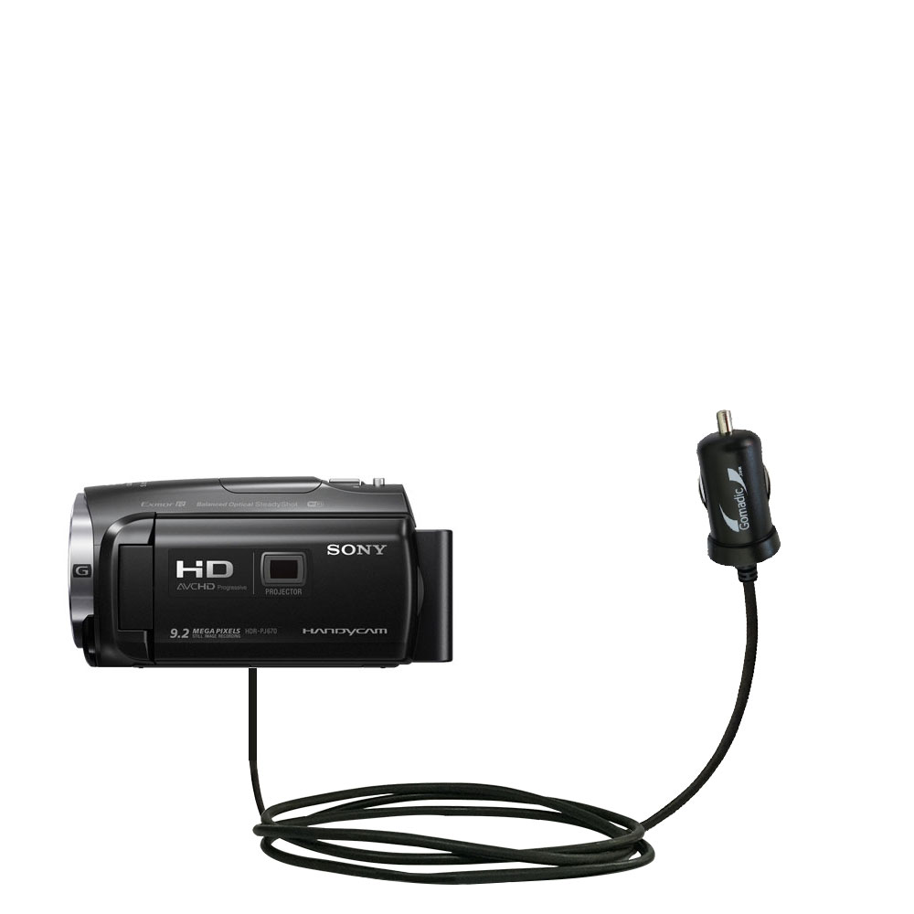 Mini Car Charger compatible with the Sony HDR-PJ440 / HDR-PJ670