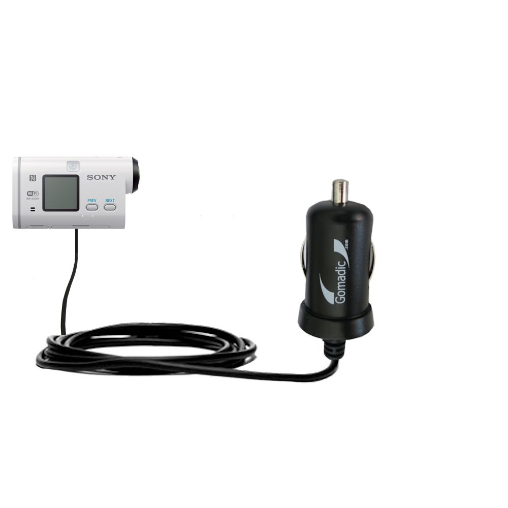 Mini Car Charger compatible with the Sony POV Action Cam HDR-AS100