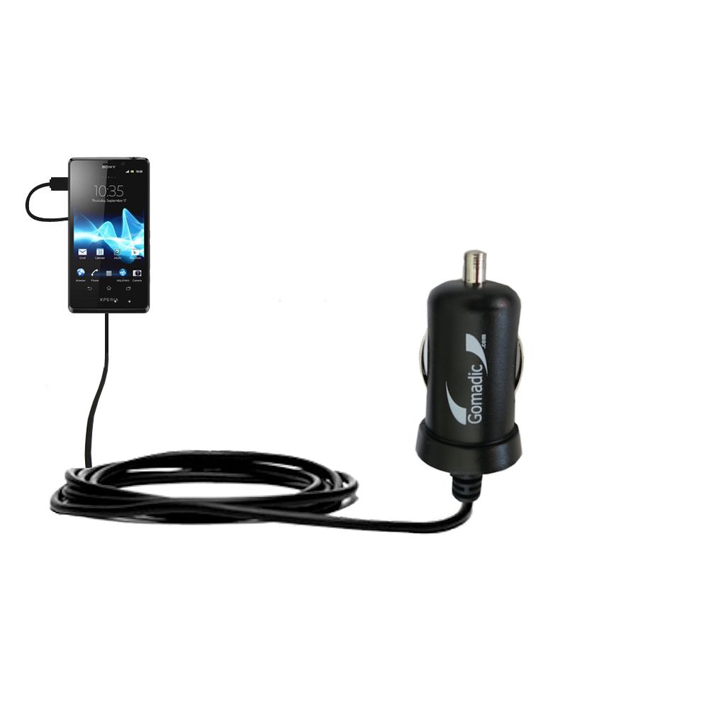 Mini Car Charger compatible with the Sony Xperia V