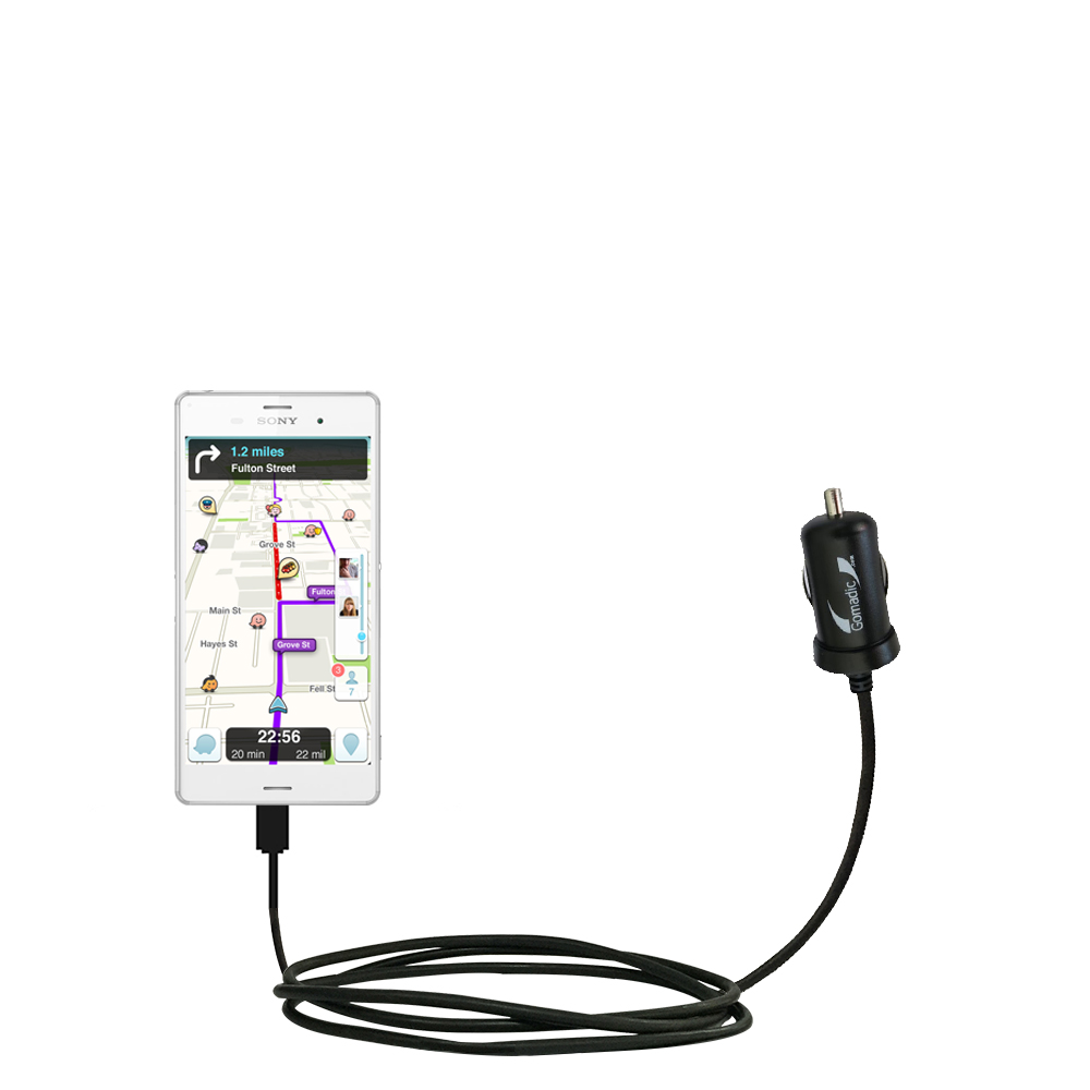 Mini Car Charger compatible with the Sony Xperia Z3 Compact