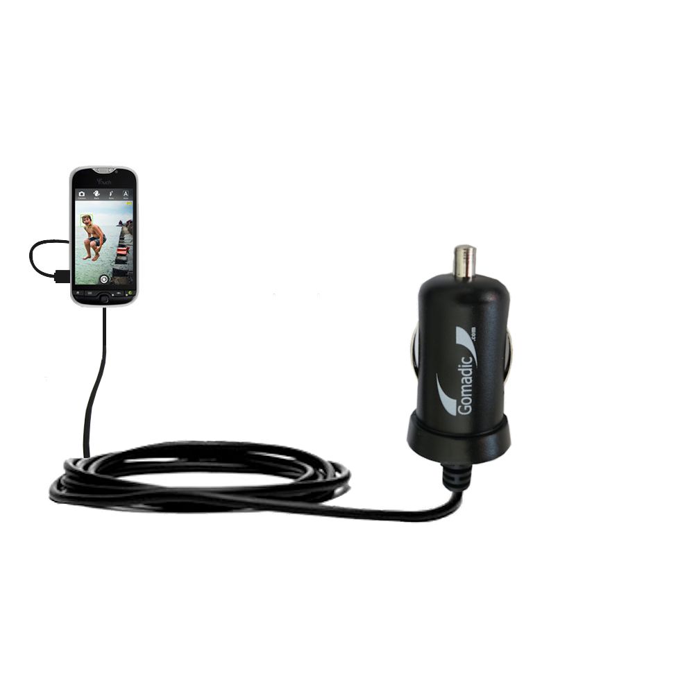 Gomadic Intelligent Compact Car / Auto DC Charger suitable for the T-Mobile Doubleshot - 2A / 10W power at half the size. Uses Gomadic TipExchange Technology