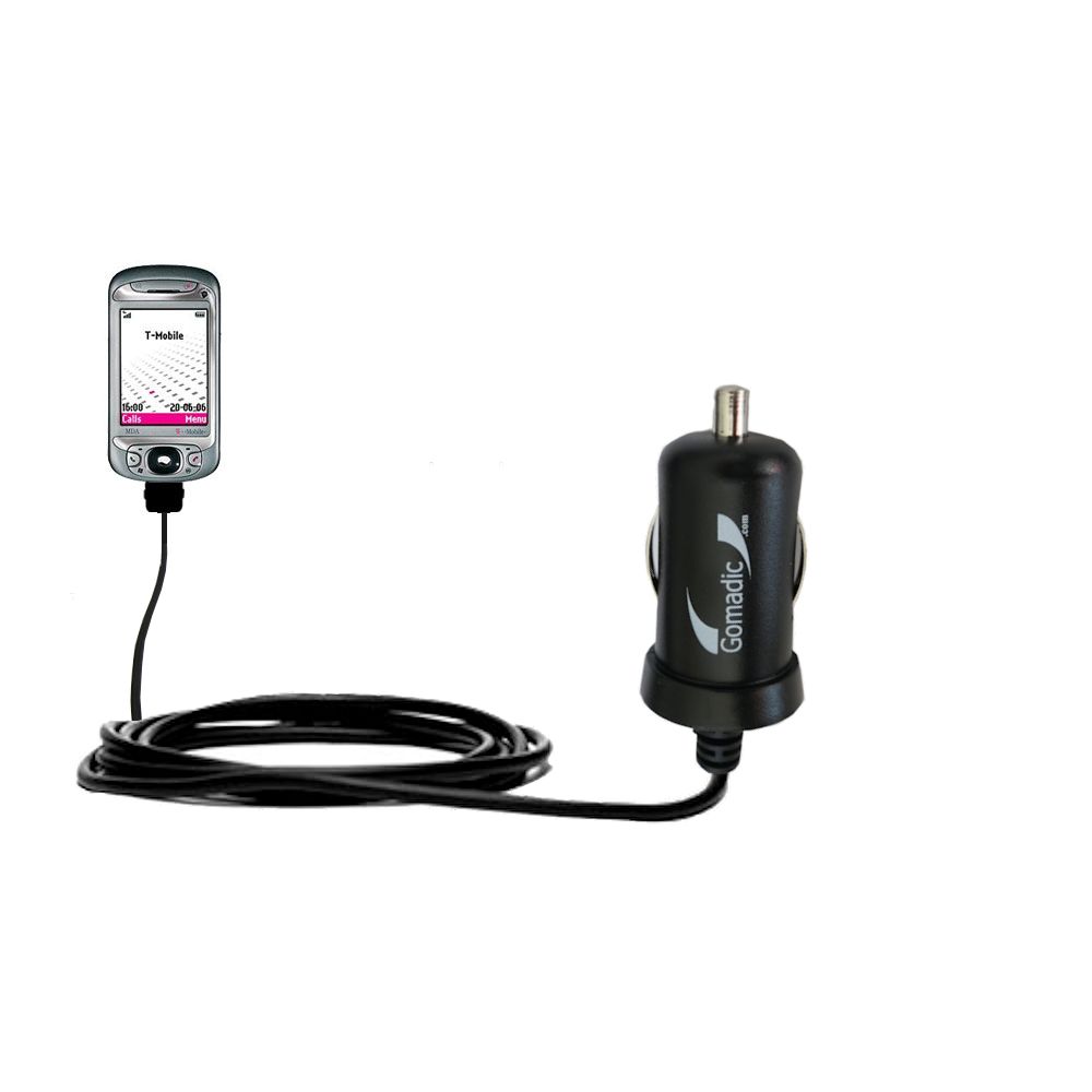Gomadic Intelligent Compact Car / Auto DC Charger suitable for the T-Mobile MDA II - 2A / 10W power at half the size. Uses Gomadic TipExchange Technology