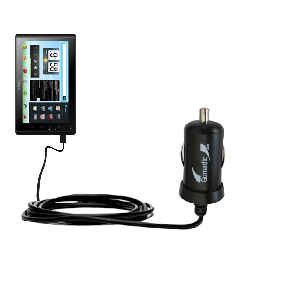 Gomadic Intelligent Compact Car / Auto DC Charger suitable for the Visual Land Connect 9 (VL-879 / VL-109) - 2A / 10W power at half the size. Uses Gomadic TipExchange Technology