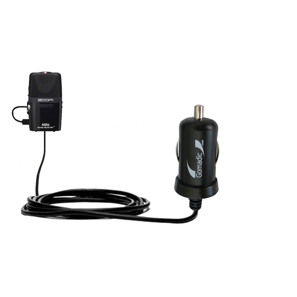 Gomadic Intelligent Compact Car / Auto DC Charger suitable for the Zoom H2n - 2A / 10W power at half the size. Uses Gomadic TipExchange Technology