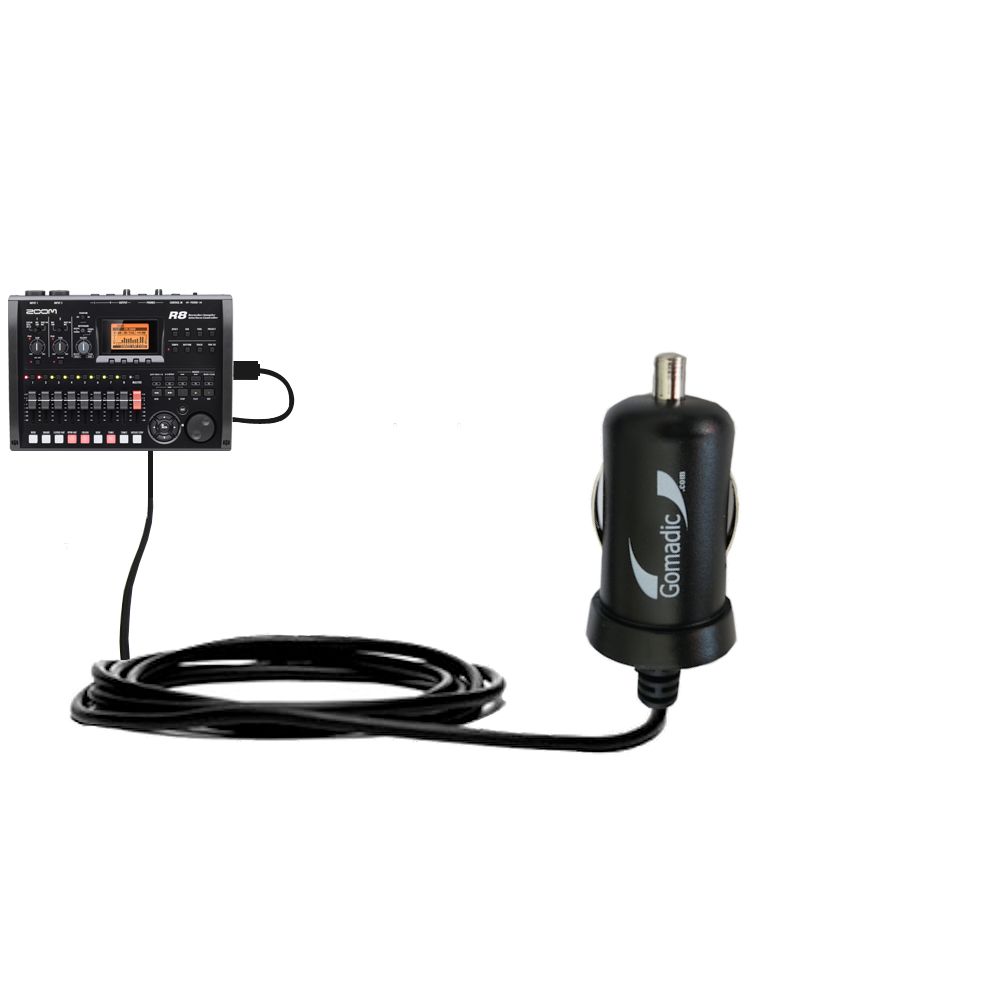 Gomadic Intelligent Compact Car / Auto DC Charger suitable for the Zoom R8 - 2A / 10W power at half the size. Uses Gomadic TipExchange Technology
