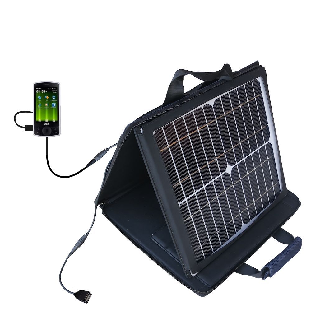 SunVolt Solar Charger compatible with the Acer beTouch E100 E110 E120 and one other device - charge from sun at wall outlet-like speed