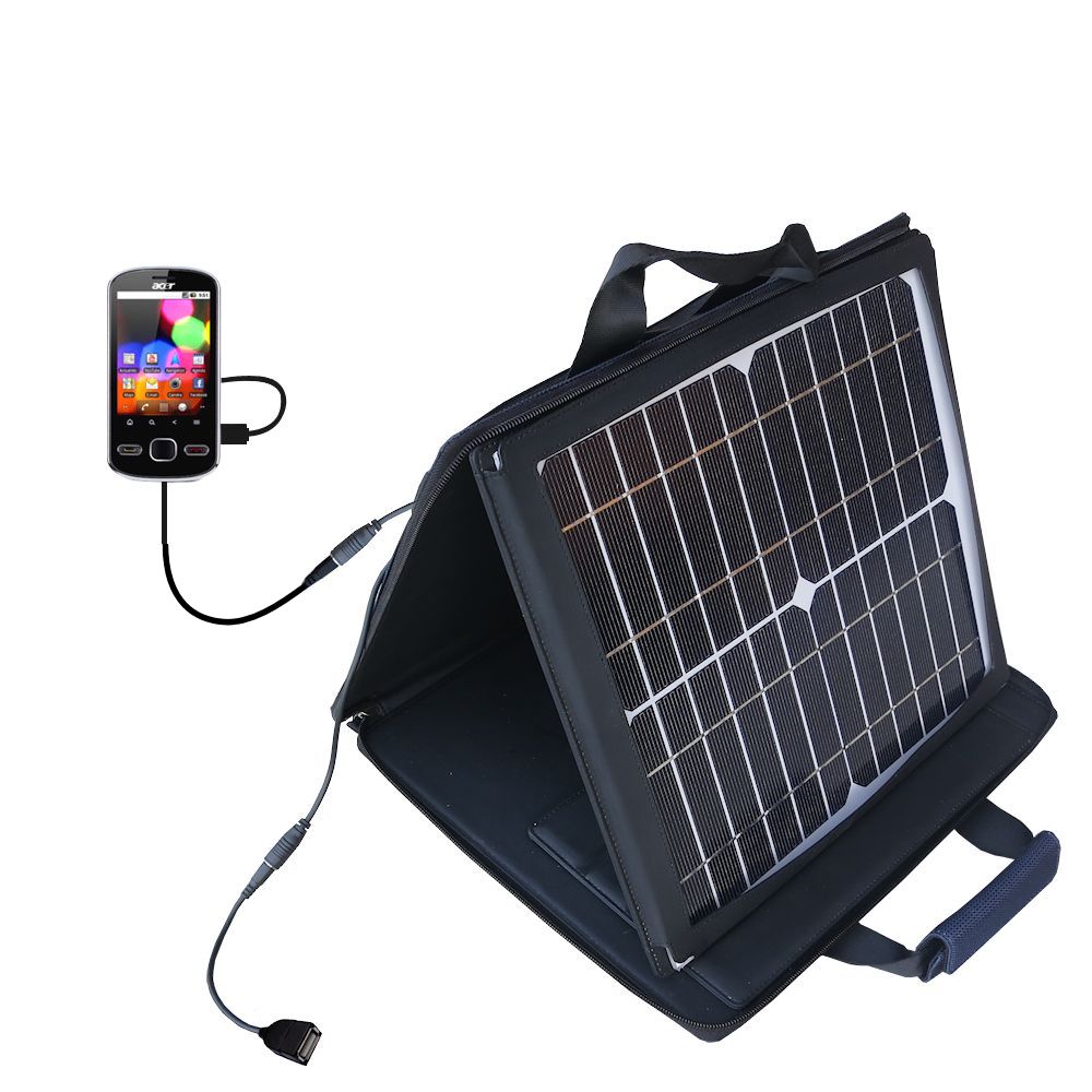 SunVolt Solar Charger compatible with the Acer beTouch E130 E140 and one other device - charge from sun at wall outlet-like speed