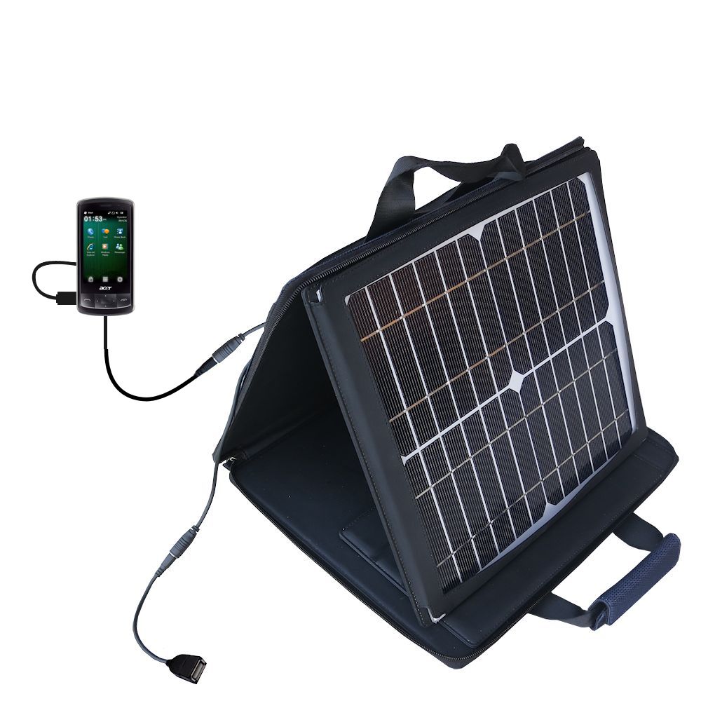 SunVolt Solar Charger compatible with the Acer beTouch E200 E210 and one other device - charge from sun at wall outlet-like speed