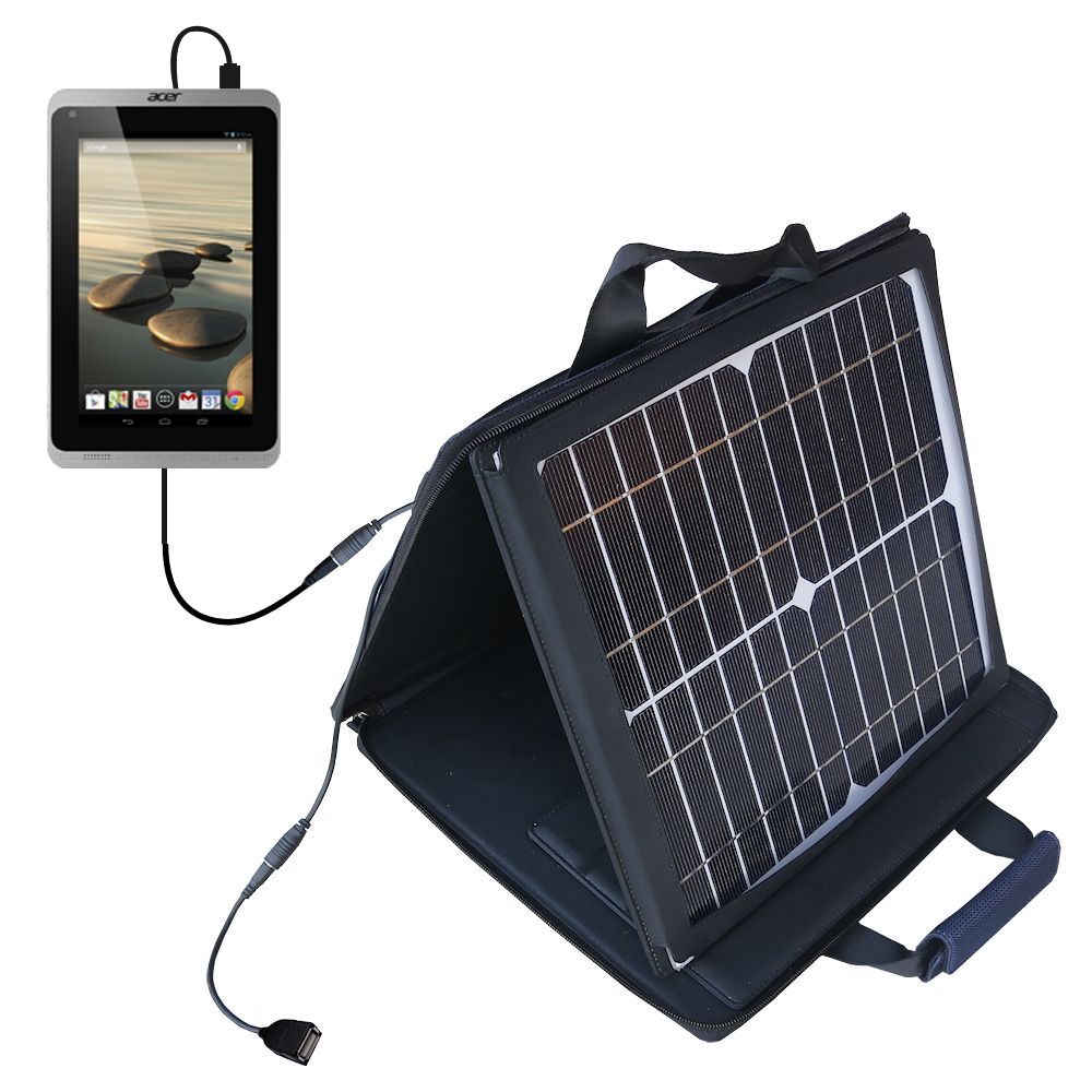 SunVolt Solar Charger compatible with the Acer Iconia A1-830 and one other device - charge from sun at wall outlet-like speed