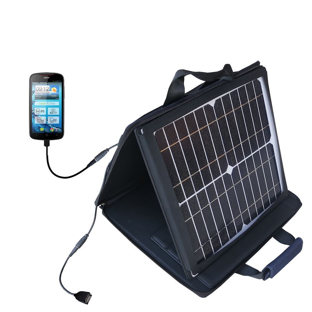 SunVolt Solar Charger compatible with the Acer Liquid E2 and one other device - charge from sun at wall outlet-like speed