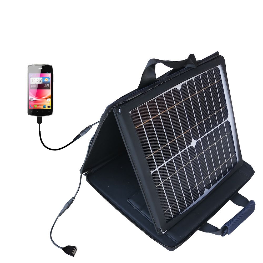 SunVolt Solar Charger compatible with the Acer Liquid Glow and one other device - charge from sun at wall outlet-like speed