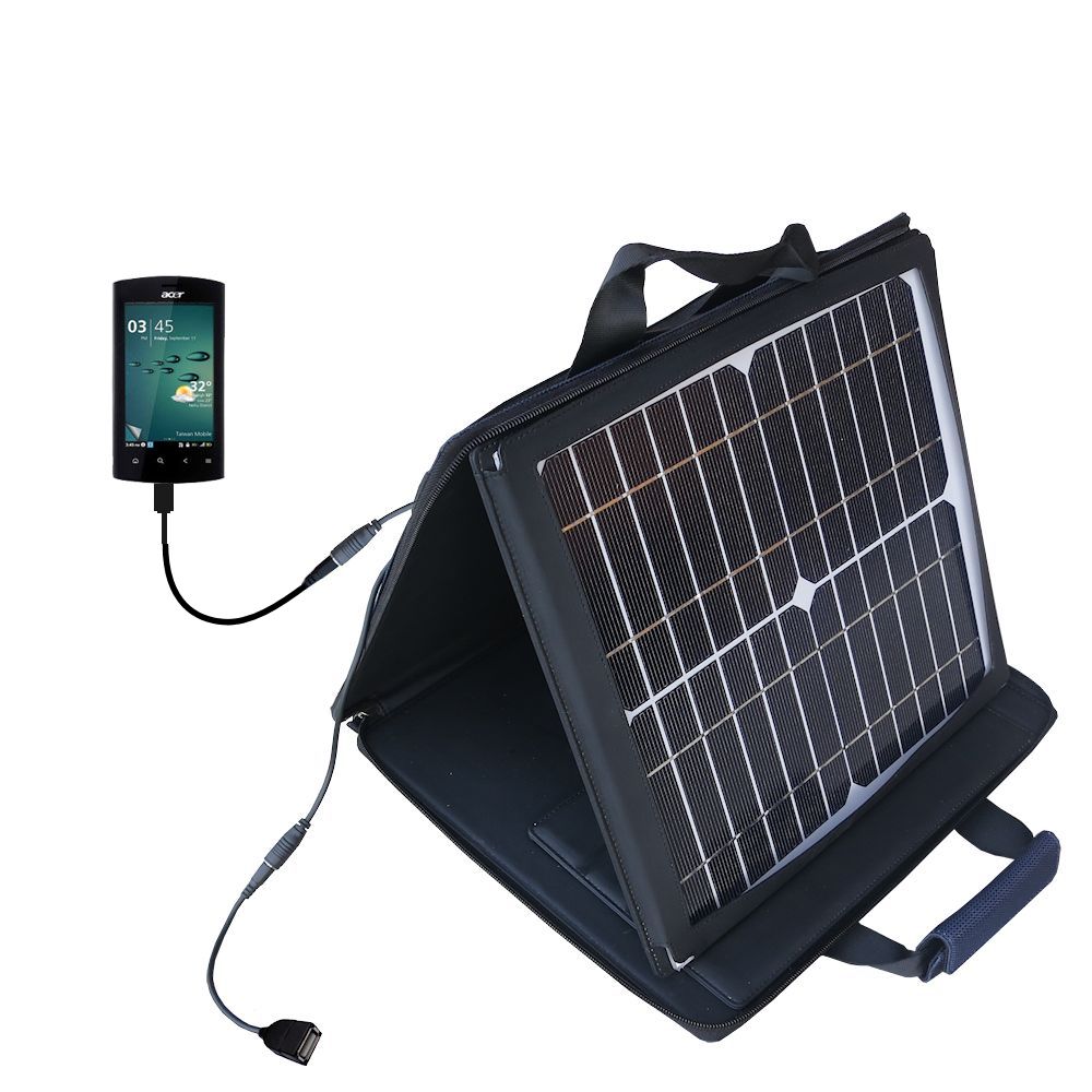 SunVolt Solar Charger compatible with the Acer Liquid Metal and one other device - charge from sun at wall outlet-like speed