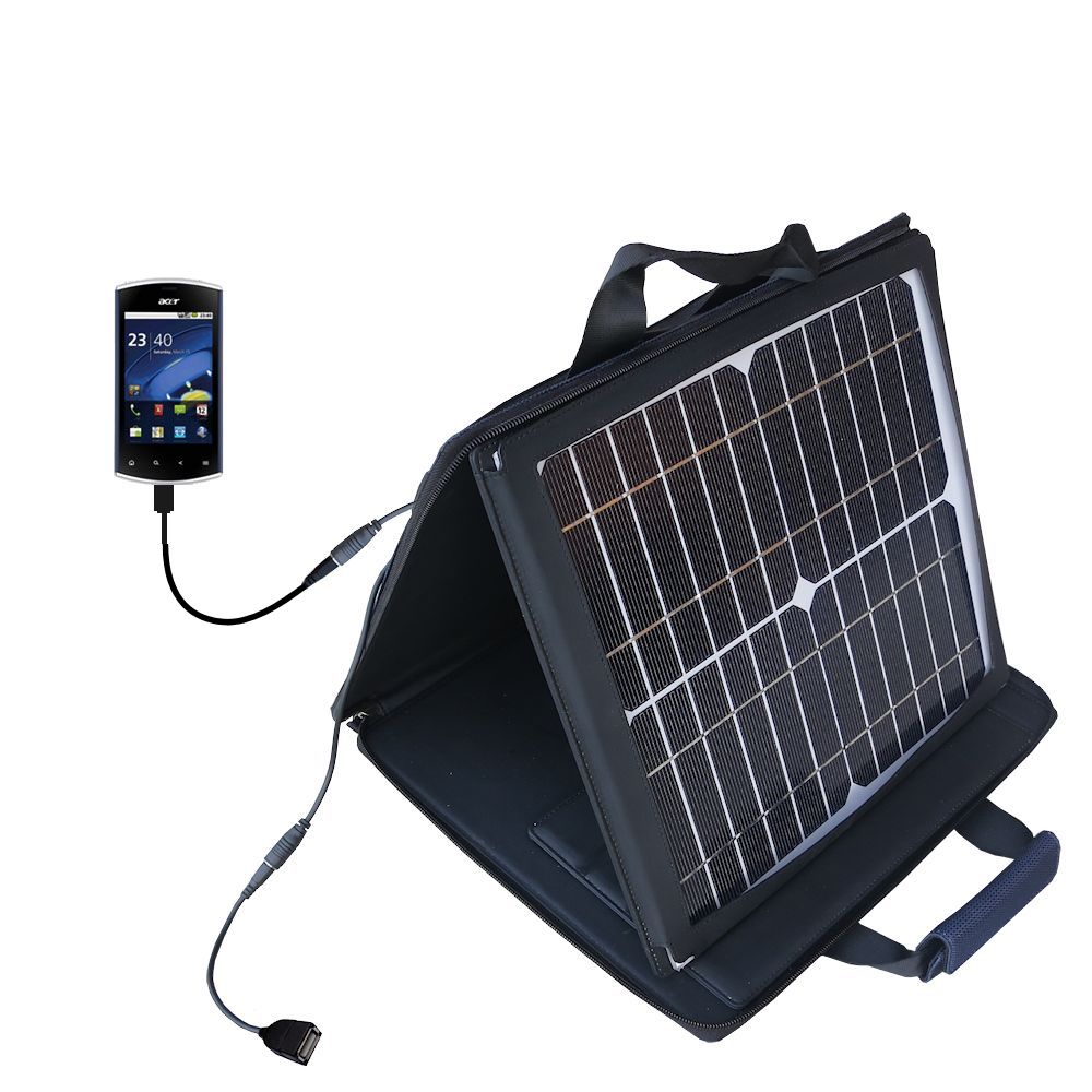 SunVolt Solar Charger compatible with the Acer Liquid mini and one other device - charge from sun at wall outlet-like speed