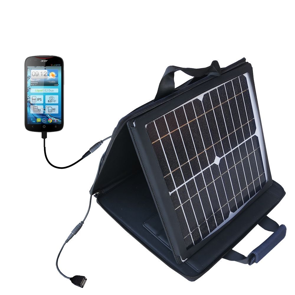 SunVolt Solar Charger compatible with the Acer Liquid S2 and one other device - charge from sun at wall outlet-like speed