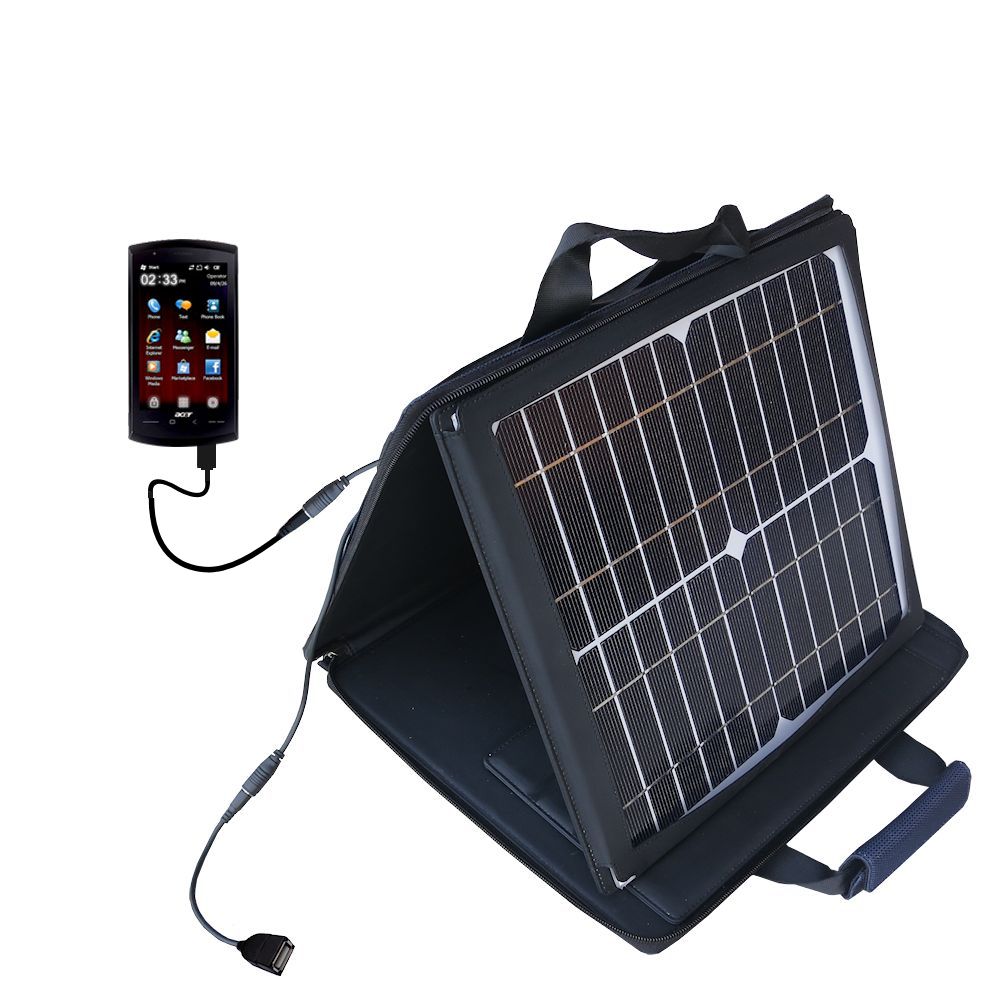 SunVolt Solar Charger compatible with the Acer NeoTouch S200 and one other device - charge from sun at wall outlet-like speed