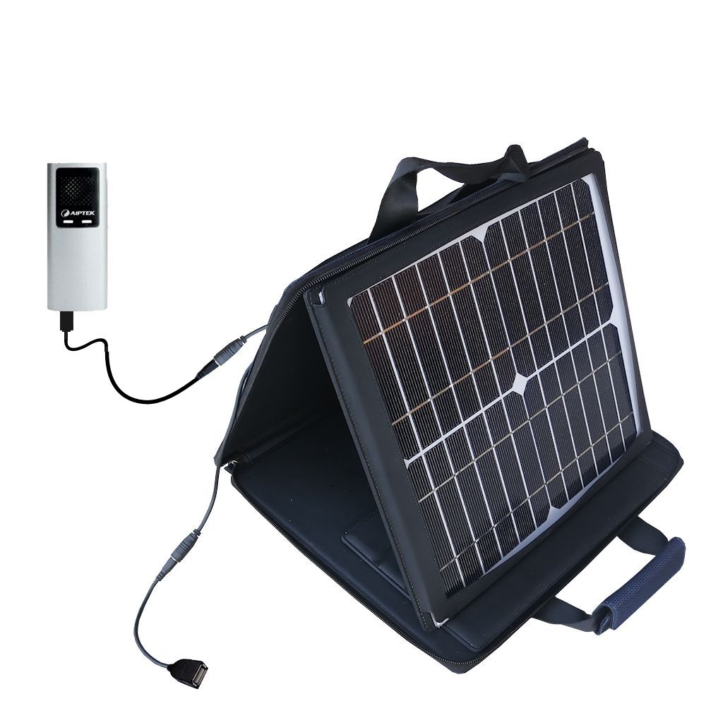 SunVolt Solar Charger compatible with the Aiptek PocketCinema T30 T20 and one other device - charge from sun at wall outlet-like speed