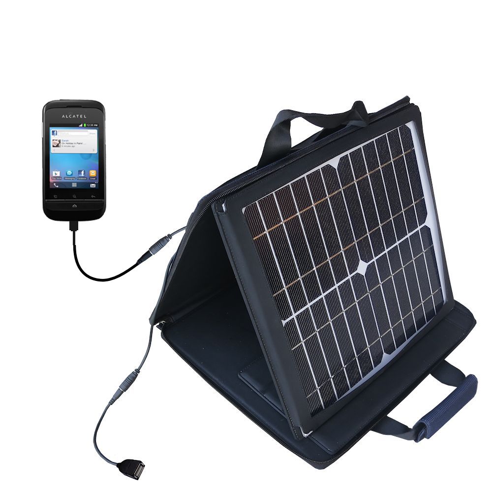 SunVolt Solar Charger compatible with the Alcatel One Touch Hero and one other device - charge from sun at wall outlet-like speed
