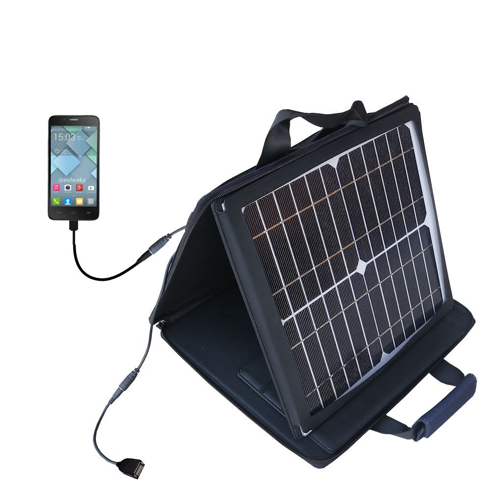SunVolt Solar Charger compatible with the Alcatel One Touch Idol S / Alpha and one other device - charge from sun at wall outlet-like speed