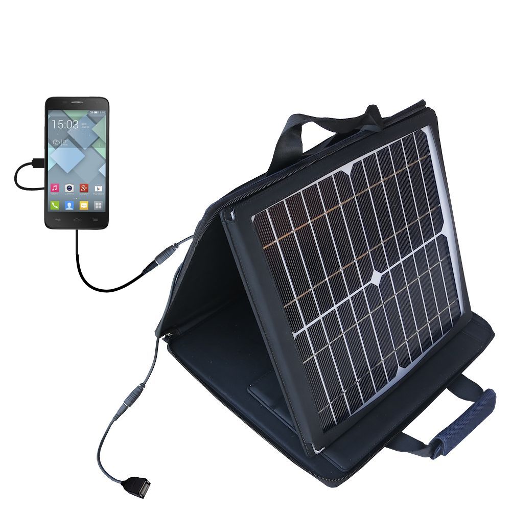 SunVolt Solar Charger compatible with the Alcatel OneTouch Pop 7 / Pop 8 and one other device - charge from sun at wall outlet-like speed