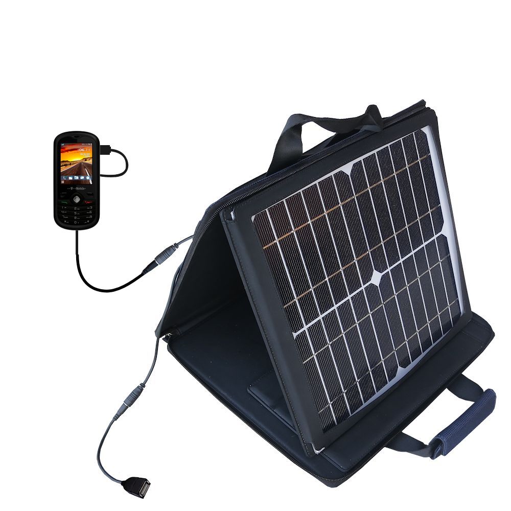 SunVolt Solar Charger compatible with the Alcatel Sparq II and one other device - charge from sun at wall outlet-like speed