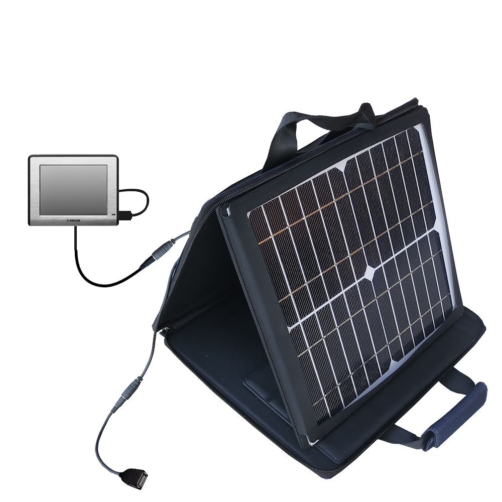 SunVolt Solar Charger compatible with the Amcor Navigation 3500 and one other device - charge from sun at wall outlet-like speed
