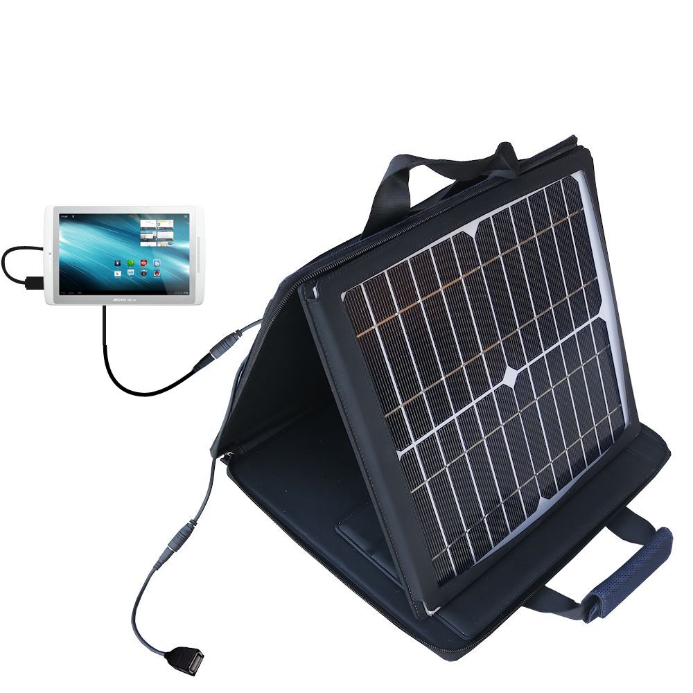 SunVolt Solar Charger compatible with the Archos 101 XS Gen 10 and one other device - charge from sun at wall outlet-like speed