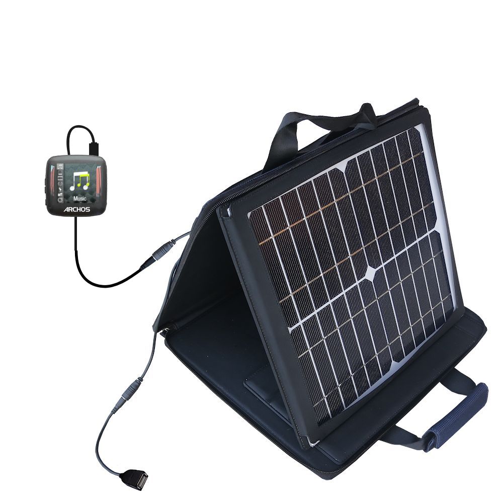SunVolt Solar Charger compatible with the Archos 14 Vision A14VG and one other device - charge from sun at wall outlet-like speed