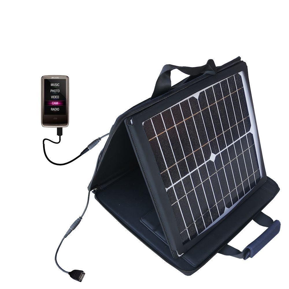 SunVolt Solar Charger compatible with the Archos 3Cam Vision and one other device - charge from sun at wall outlet-like speed