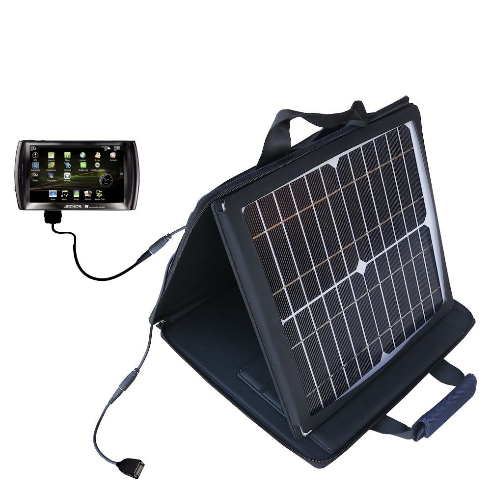 SunVolt Solar Charger compatible with the Archos 5 Internet Tablet with Android and one other device - charge from sun at wall outlet-like speed