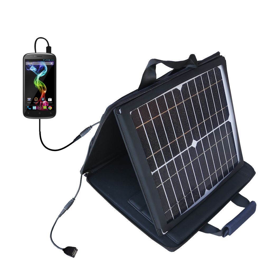 SunVolt Solar Charger compatible with the Archos 50 / 53 Platinum and one other device - charge from sun at wall outlet-like speed