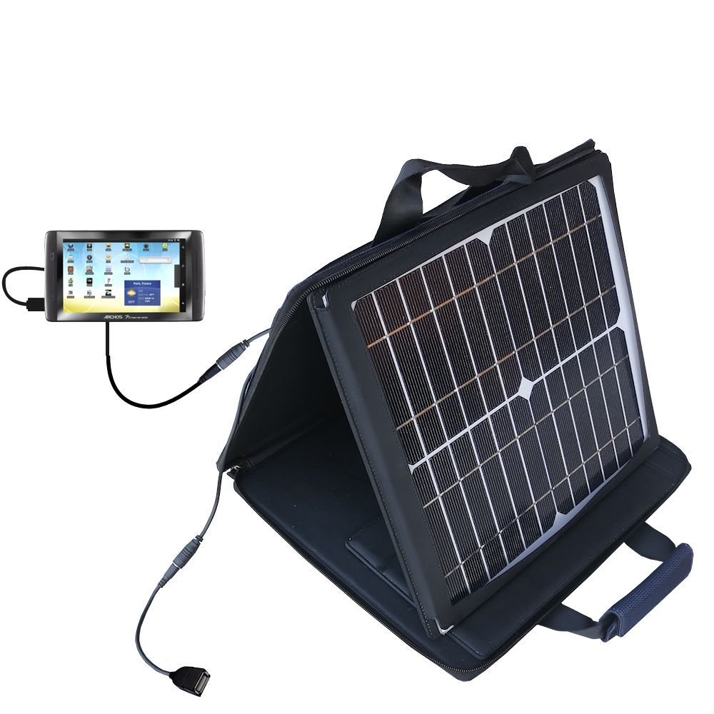SunVolt Solar Charger compatible with the Archos 70 Internet Tablet and one other device - charge from sun at wall outlet-like speed